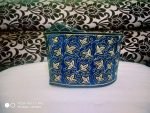 Banarasi Barkati Topi Blue Golden Leaf Design