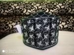 Banarasi Barkati Topi White Black Leaf Design