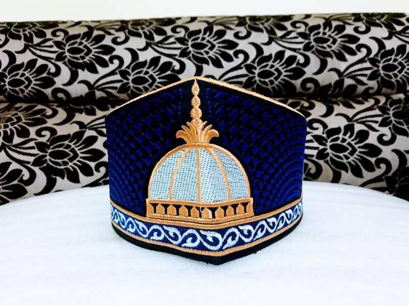 Barkati Golden Blue Garib Nawaz Gumbad Topi